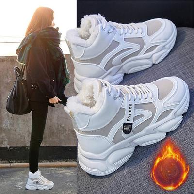 Chaussures d'hiver d'extérieur à la mode pour femmes, baskets chaudes en fourrure et peluche, chaussures décontractées à lacets pour dames, baskets chunky, zapatillas mujer, bottes de neige à plateforme