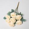 7 Heads Rose Artificial Flower Rolled Edge Green Leaves Faux Flower Photo Props Multicolor Flower Bouquet Party Supplies