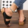 Women Platform Sandals Summer 2025 New Wedges Solid Color Round Head Design Casual Comfortable Beach Sandals for Women