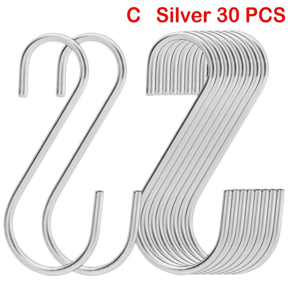 10/15/20/25/30pcs Home Kitchen Stainless Steel Holder Hanger S Shaped Hook Clasps Hooks Storage Rack