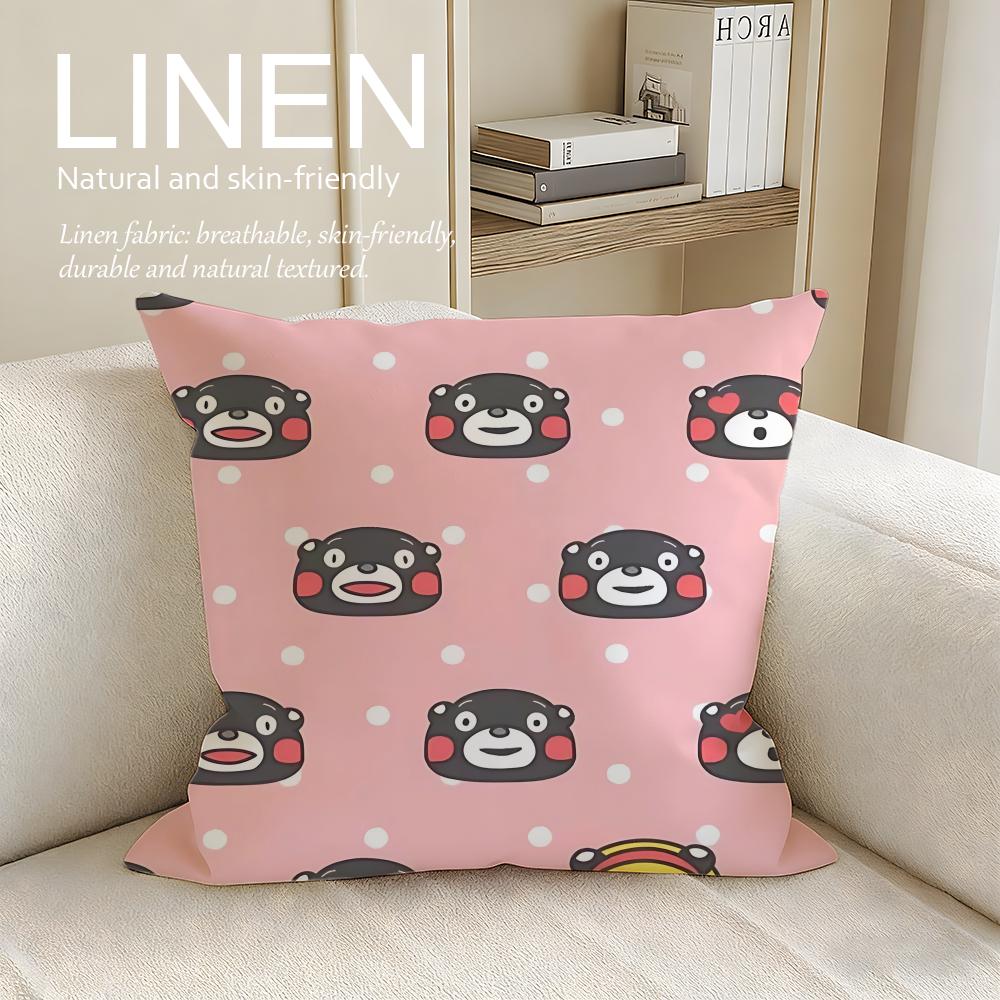 Süßer Kumamon Kissenbezug Leinen Dekorative Kissenhülle Set Stk x x x Atmungsaktiv Waschbar Sofakissenbezug