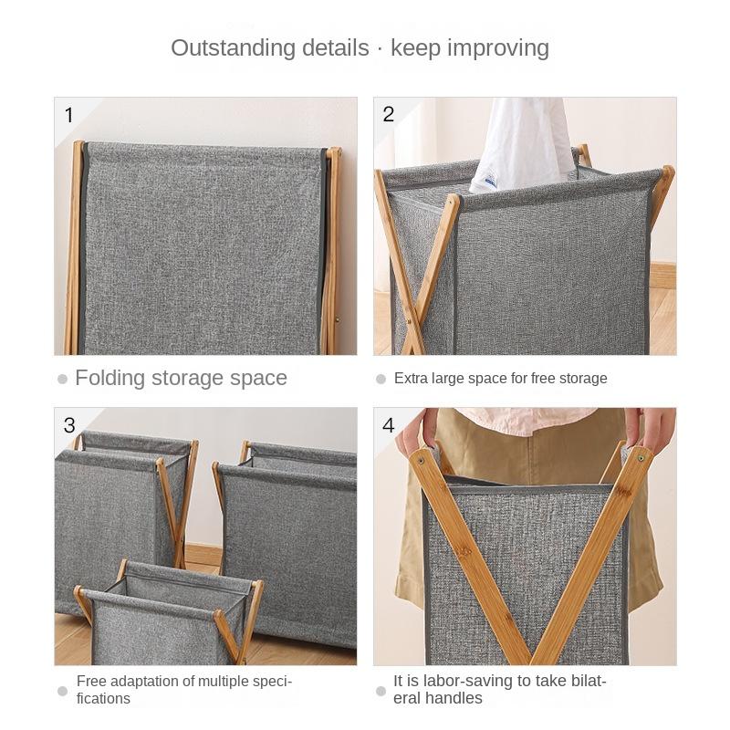 Laundry Basket Storage Basket Foldable Wooden Collect Clothes Storage Basket Home Bamboo Bathroom Dirty Clothes Basket Laundry