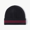 Men's and Women's Gray Knit Beanie with Blue Stripe - Warm Winter Hat for Outdoor Activities