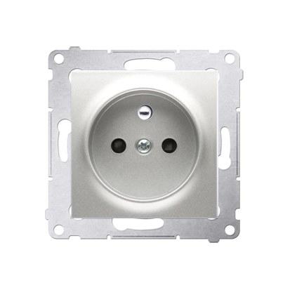 Socket with grounding and shutters, matte silver Simon54