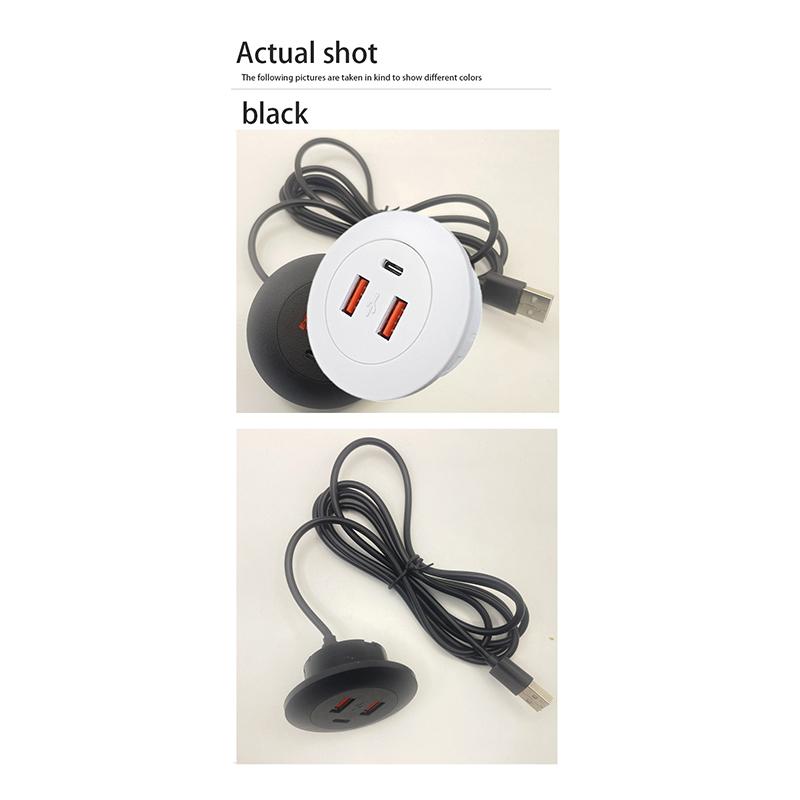 1Pc USB Charger Multi Port USB2.0 To USB TYPE-C Charge Connector Extension Cord Embedded Desktop Concealed Fast Charging Cable