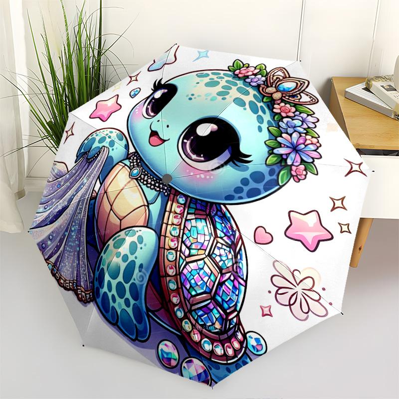1pc Animals: cats,cows Umbrella Portable Folding Umbrella Iron Frame Hole Bone Structure Outdoor Home Umbrella