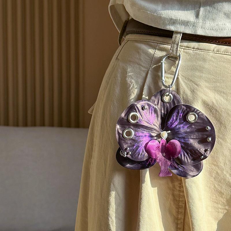 Exquisite Phalaenopsis Orchid Lily Keychain Creative Simulation Flower Bag Pendant  Backpack Decoration Accessories Gifts
