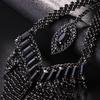 Black Large Geometric Rhinestone Dangle Earring for Women Statement Accessories Drop Crystal Tassel Earrings Party Jewelry