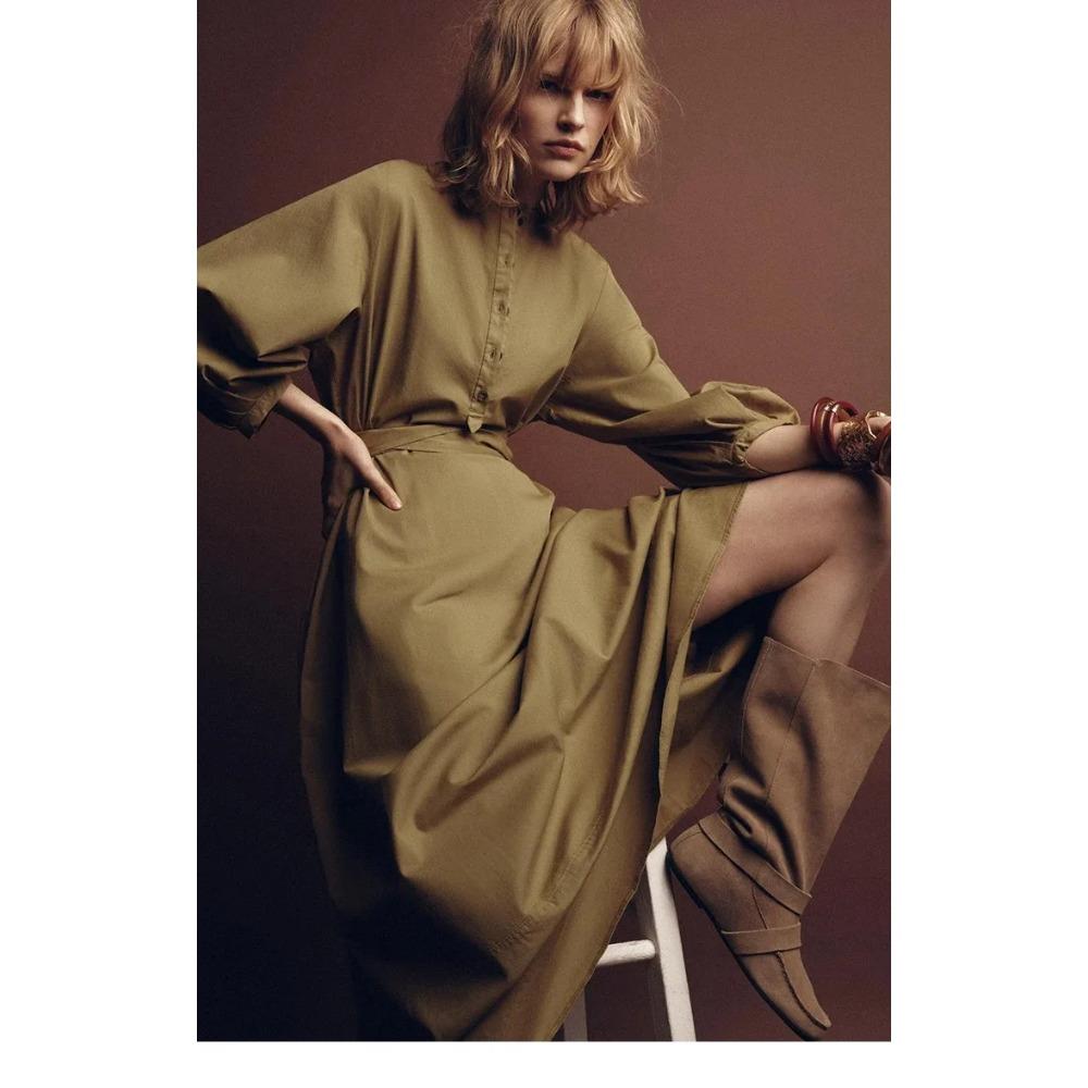 Women's Suede Mid Boots Buckle Straps Retro Style Comfortable Flat Heel Fashionable  Daily Wear Versatile Autumn And Winter