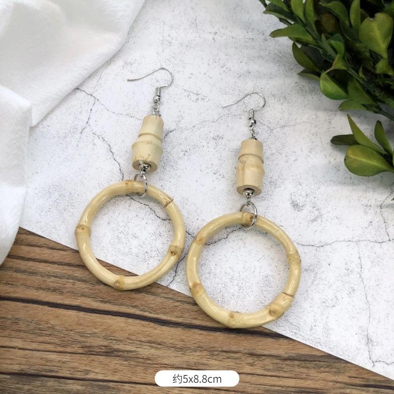 Vintage grass rattan woven handmade earrings bohemian vacation style stud earrings women's summer ear jewelry
