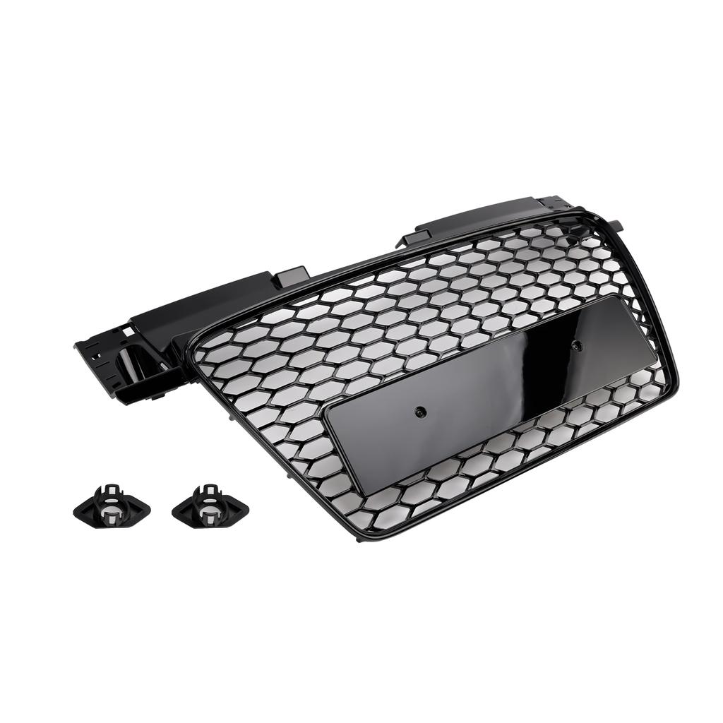 RS Style Front Honeycomb Grill Grille Fit TT TTS 2006-2014 Gloss Black