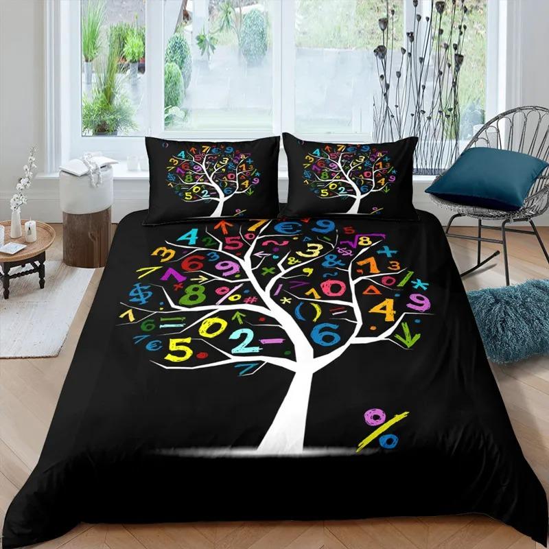 Tree of Life Duvet Cover Set Botanical Branches Leaves Bedding Set Psychedelic Mysterious Colorful Plant Polyester Quilt Cover