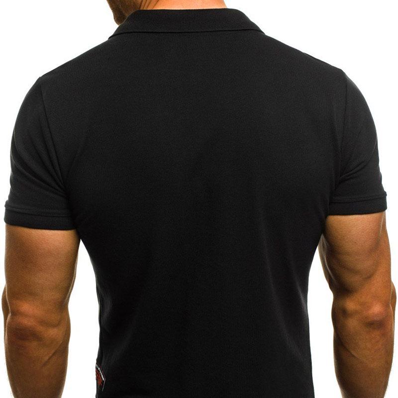 SCIONE Męska koszulka z krótkim rękawem, nowa, prosta, swobodna koszulka, jednokolorowa koszulka z krótkim rękawem i klapami