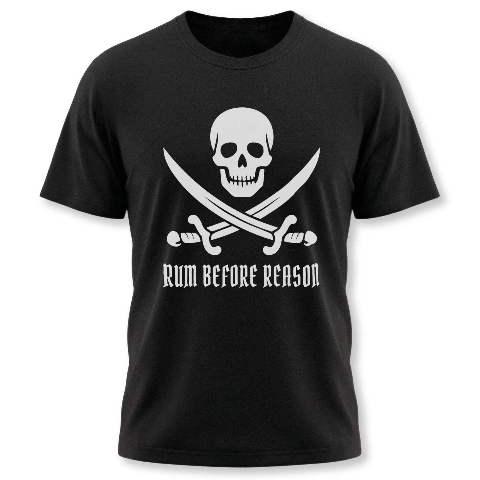 Pirate Skull & Swords Jolly Roger T-Shirt | Rum Before Reason Cotton Tee XXXXL
