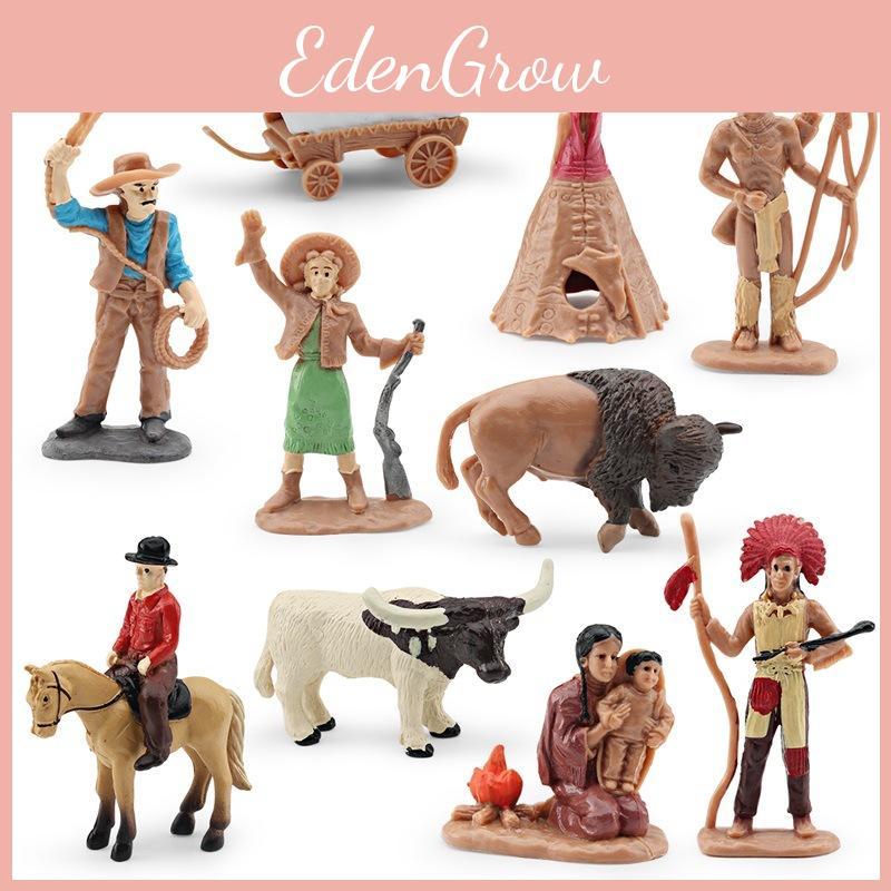 Authentic Wild West Scene Model Set Featuring Chief Warrior Cowboy Indian Woman And Tent