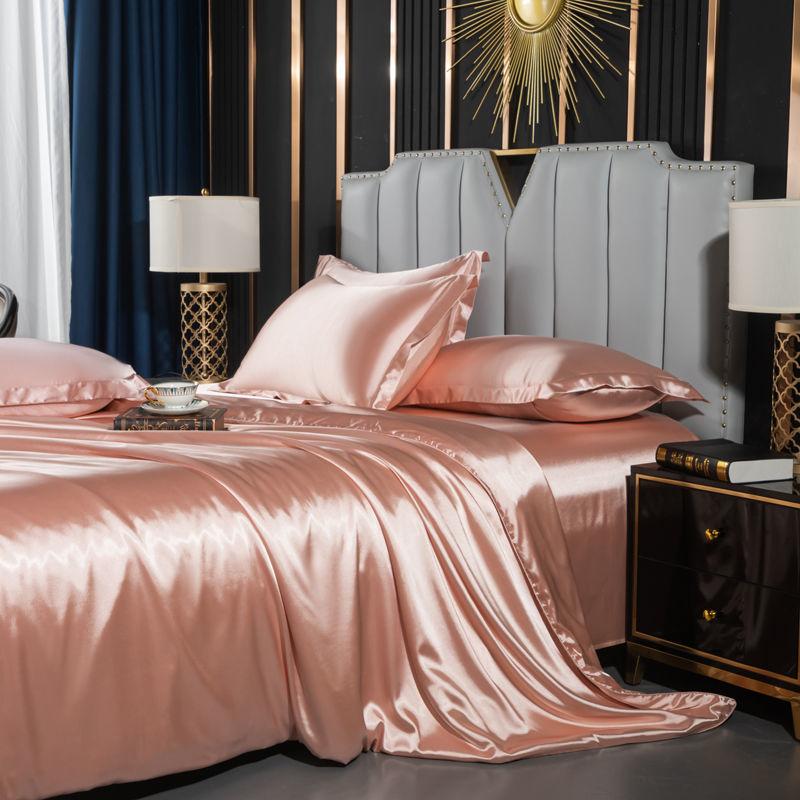 Bedding Set Solid Color Luxury Bedding Kit Rayon Satin Duvet Cover Set Twin Queen King Size Bed Set 4pcs Home Textile