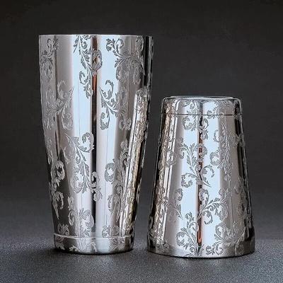 550ml/750ml Gravírování koktejlů z nerezové oceli Boston Bar Shaker Bar Tools