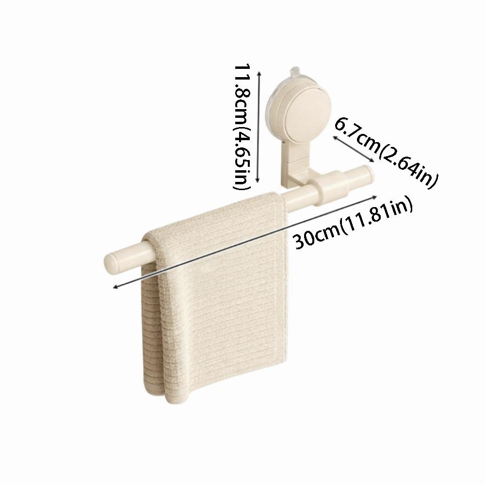 Cream Style Suction Cup Towel Rack Punch-free Bathroom Hanging Rod Removable Towel Rack Bathroom White 30cm