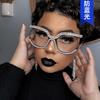 Diamond owl large frame glasses frame new trendy flat glasses ins Internet celebrity anti-blue light European and American glasses frame