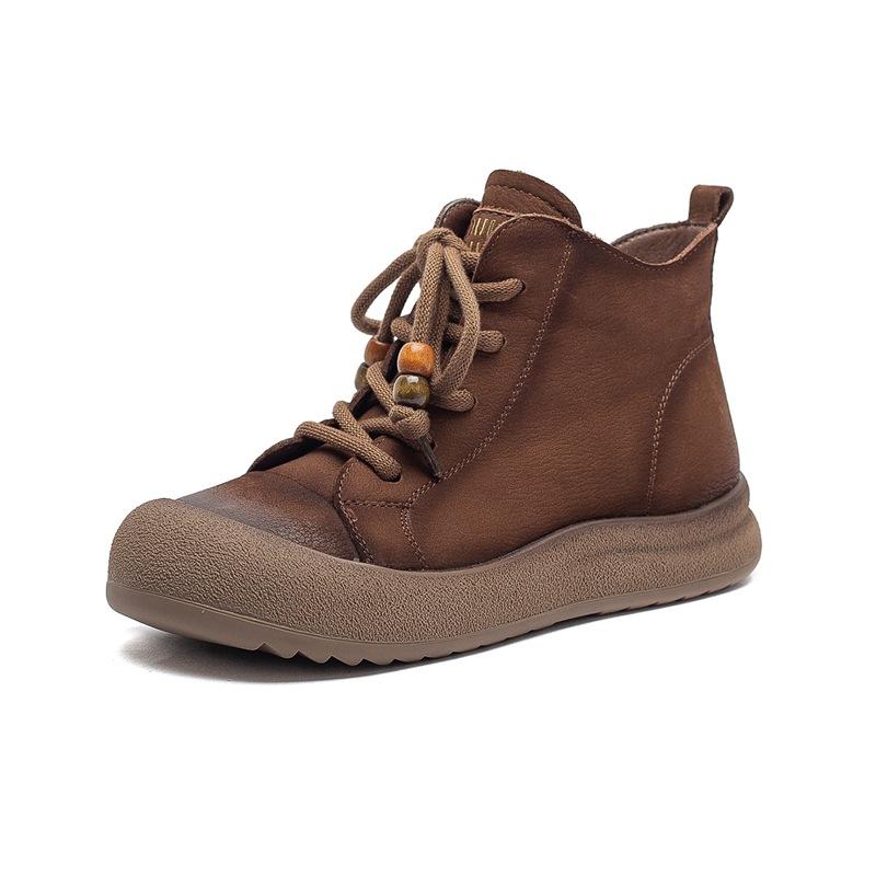 Casual Shoes, Thick-soled Breaded Shoes, Laced Casual Women's Ankle Boots