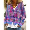 Womens Soft Knit Cardigan Sweater With 3D Print Design Loose Fit Casual Open Front Long Sleeve Pullover