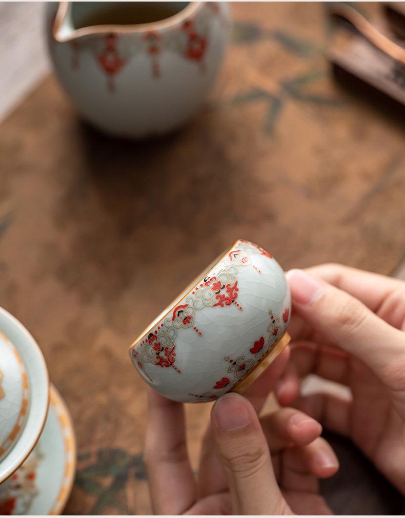 Ru Kiln Crackle Glaze Ceramic Gongfu Teacup - High-Grade Personal Tea Tasting Cup