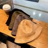 Black Suede Fisherman Hat for Women In Autumn and Winter Korean Style Japanese Trendy Face Showing Small Bucket Hat