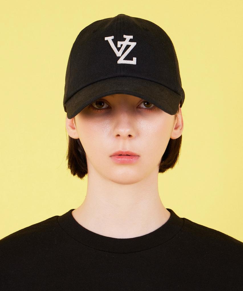 Bajal Monogram Applique Oversized Washed Ball Cap Black