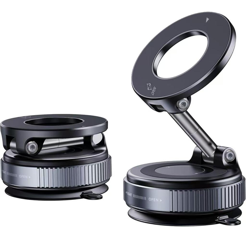 Upgraded Aluminum Alloy Vacuum Magnetic Car Phone Holder with 360° Rotation & Foldable Design Strong Magnetic Absorption