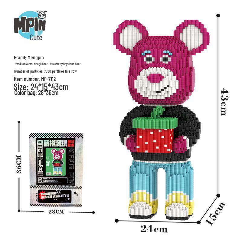 

Mengpin 43 см Клубничный медведь Конструктор: Развивающая игрушка для мальчиков и девочек, Тренировка мозга, Подарок на день рождения, Декор для гостиной.