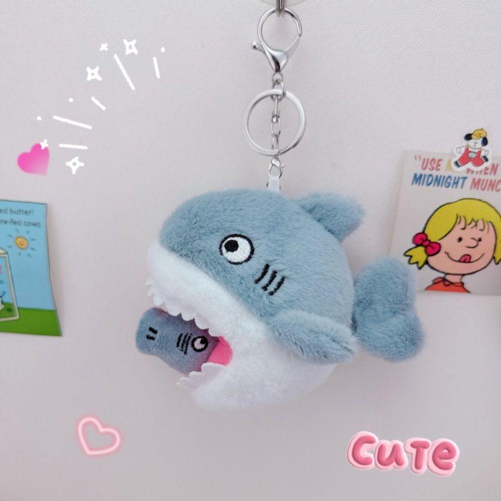 Cartoon Shark Blue Shark Pendant Stuffed Animal Plush Shark Keyring  Kids Gifts