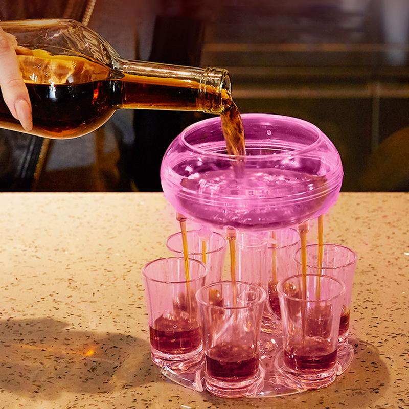 Acrylic Shot Glasses Dispenser Acrylic Party Pourer Holder Six Glasses Dispenser Drink Tool For Wine Beer Whiskey Coffee Tea