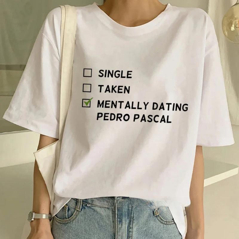 Summer Women Cotton T-Shirt Pedro Pascal Film TV Actors Clothing Fashion Letter Print Tops Tees Female Casual Retro T-shirt