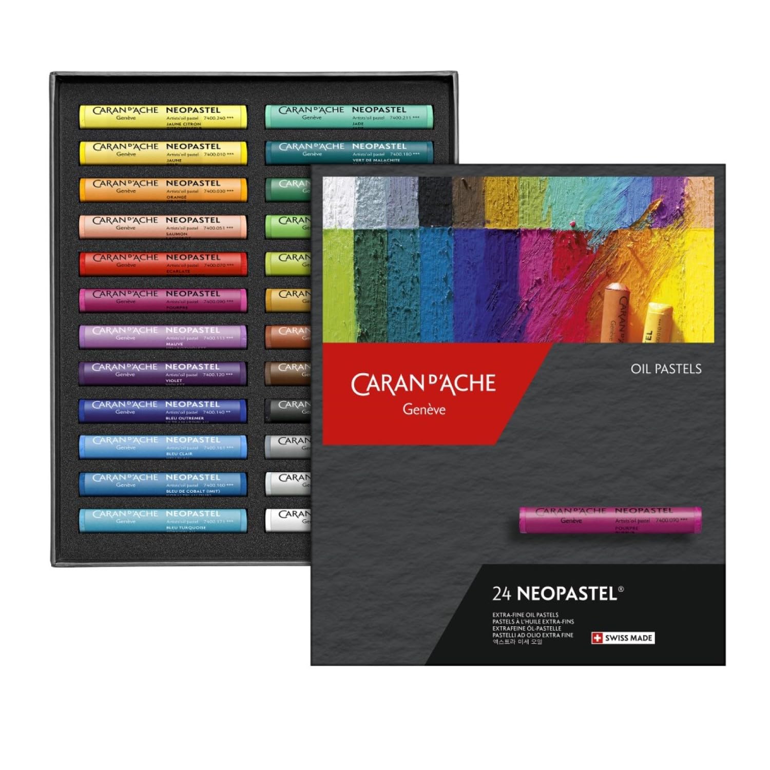 

CARAN D ACHE Neopastel Oil-Based Pastels 7400-324, 24 Colors, Paper Box, Officially Imported