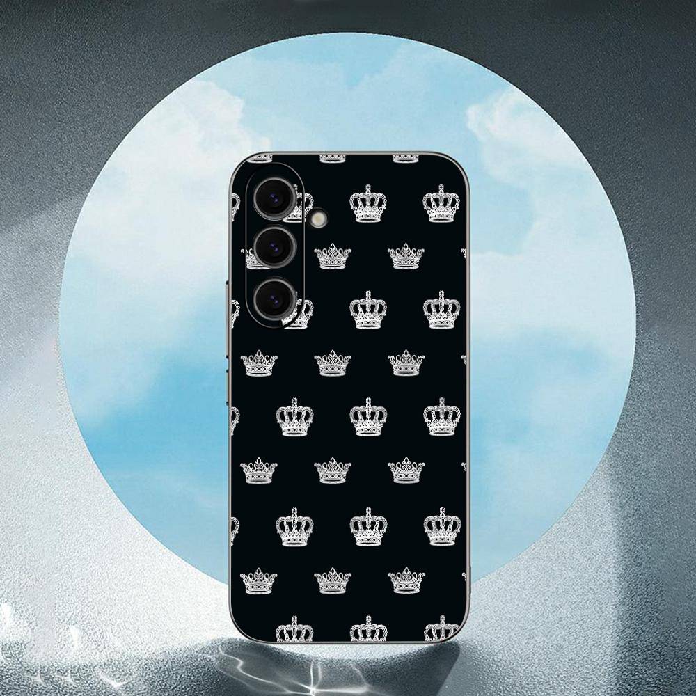 Crown For Samsung Galaxy S25 S24 S23 Ultra S22 S21 Plus S20 Black Soft Silicone Protective Case