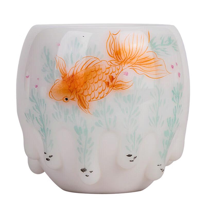 Hand-Painted Mutton-Fat Jade Ceramic Teacup