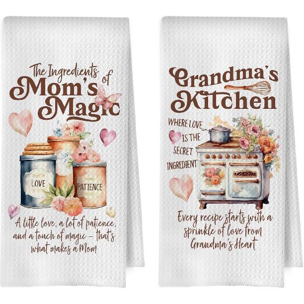 Great Grandma Dish Towels - Great Grandma Gifts Waffle Weave Kitchen Towels, Grandma Decorative Hand Tea Towel, New Grandma Gifts, 16×24 Inches