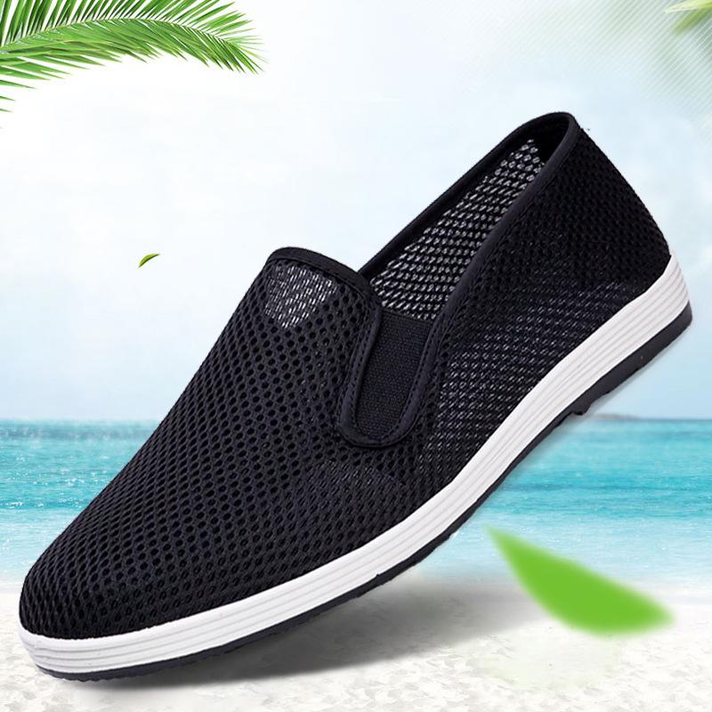 Summer old Beijing new men's breathable soft casual wear-resistant soft-soled driving shoes mesh shoes