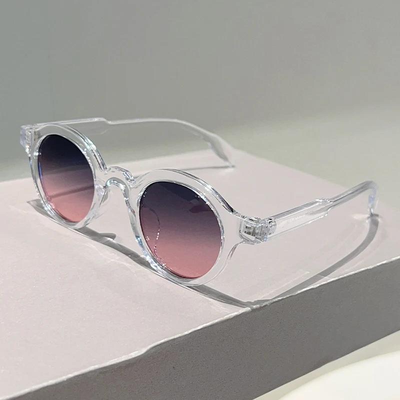 Round Rim Sunglasses Men Vintage Candy Color Outdoor Casual Shades Women New Retro Brand Design Cute Gradient Sun Glasses