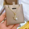 Micro-inlaid Stainless Steel Charm Flower Necklace Earrings Fashion Gorgeous Zircon Temperament Girl Accessories Set