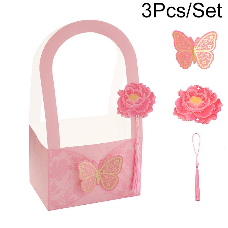 

3 шт./набор складных картонных букетов, упаковка, цветочная корзина, подарочный пакет, украшение на день святого валентина, свадебная вечеринка, коробка с бабочками
