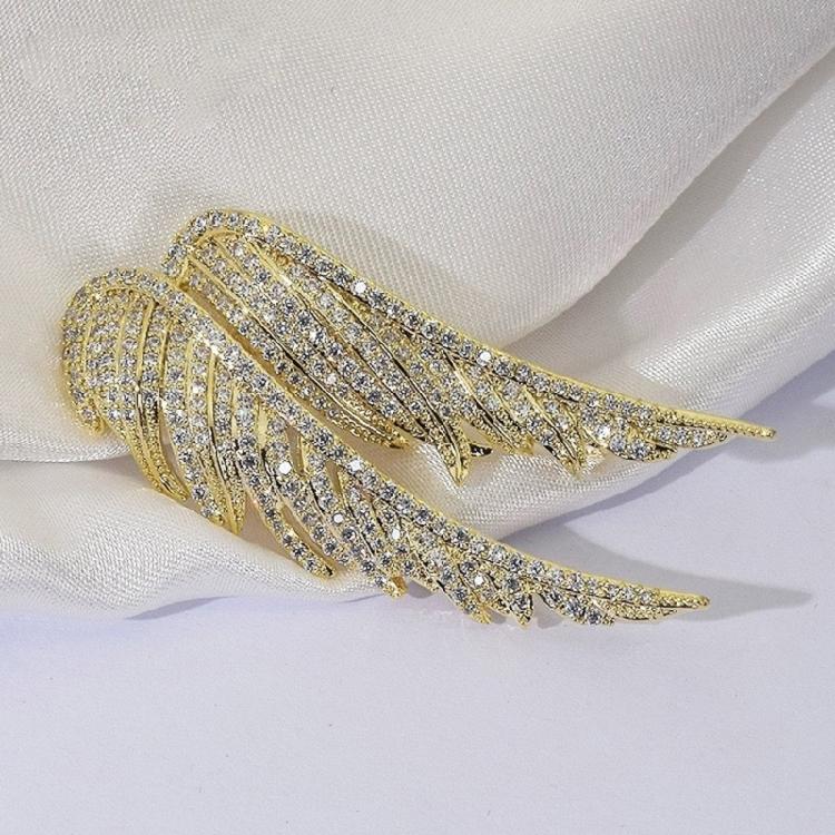 Vintage Inspired Crystals Feather Brooch Fashion Accessory for Women Day To Night Outfits Party Wedding