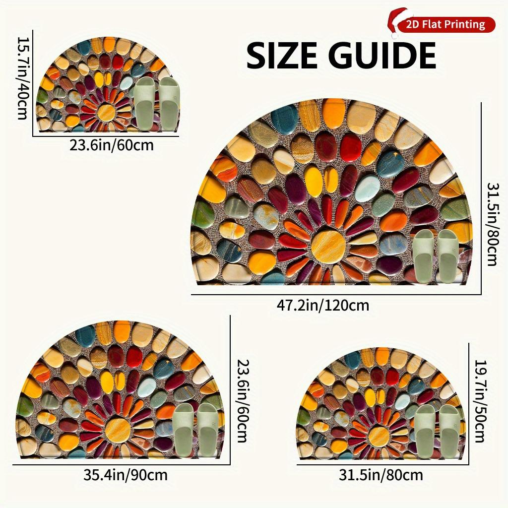 1Pcs  Pebble Print Semi Circle Welcome Doormat Non-Slip for Outdoor Patio Porch Kitchen Bathroom Entryway Floor Mat