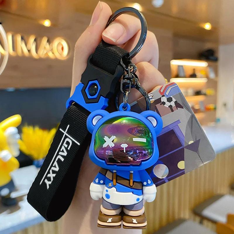 Cartoon Bear Keychain Punk Animal Keyring Car Bag Pendant Key Chains Couple Halloween Gift