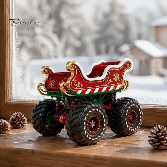 Decorative Holiday Gifts for Collectors Retro Christmas Sleigh Truck Ornament, Vehicle Figurine, Resin Vintage Durable Craft Decoration, Red