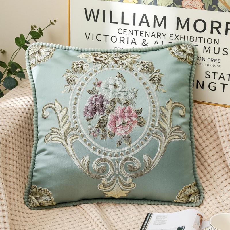 Floral Decorative Pillow Cases Embroidered Jacquard Throw Pillow Cushion Cover For Living Room Decor