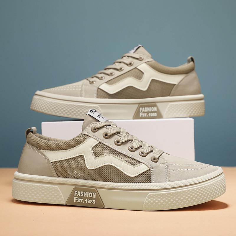 

Мужская обувь, мужская парусиновая обувь, уличная четырехсезонная дышащая мужская обувь для доски, мужская модная дышащая повседневная офисная обувь 44 бежевый