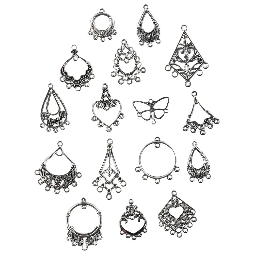 

60pcs Connectors 60pcs Tibetan Style Alloy Mixed Hollow Links Dangle Earrings Necklace Pendants золотой