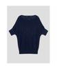 Anggae Wave Knit Half Sleeve Top Navy