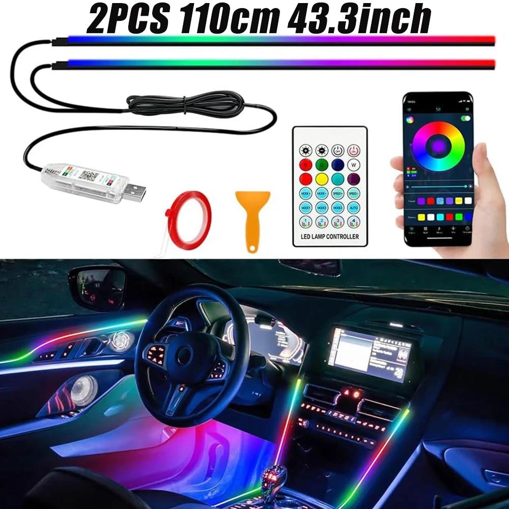 Acrylic Interior Car LED Light Strip with APP RGB Auto Atmosphere Lamp Decoration USB Neon Ambient Light Srrip Music Sync Rhythm Neon Lights 4